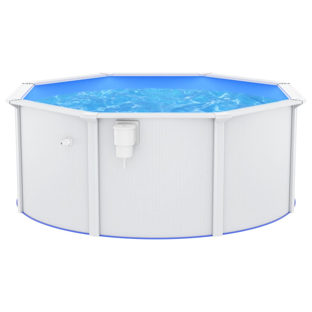 vidaXL Swimming Pool with Steel Wall 300x120 cm White