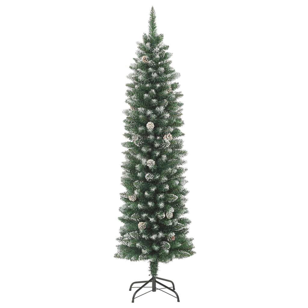 vidaXL Artificial Slim Christmas Tree with Stand 210 cm PVC