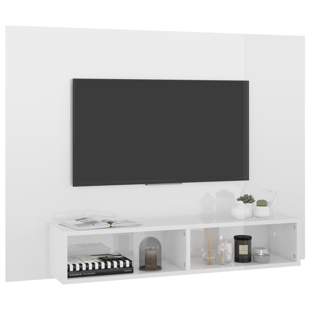 vidaXL Wall TV Cabinet High Gloss White 120x23.5x90 cm Engineered Wood