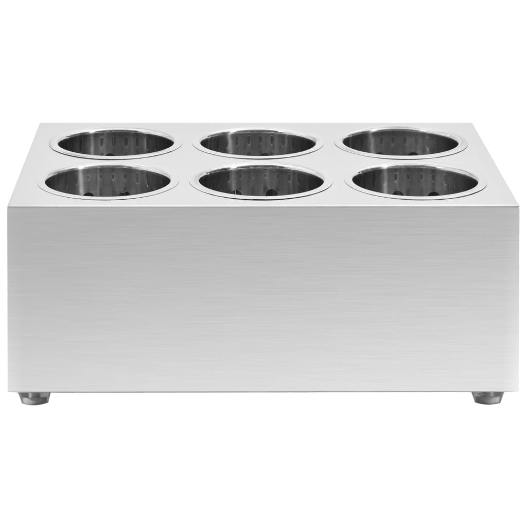 vidaXL Cutlery Holder 6 Grids Square Stainless Steel