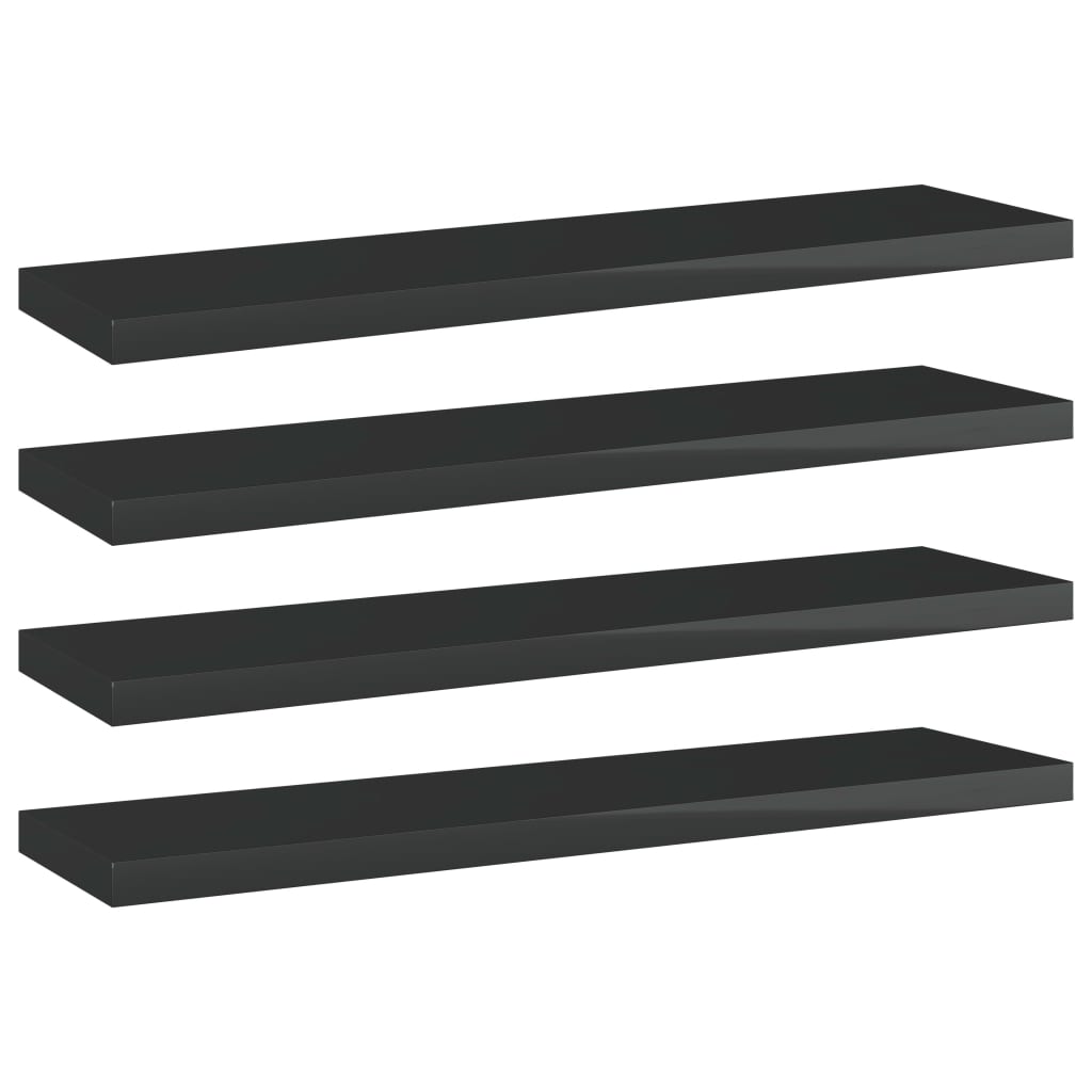vidaXL Bookshelf Boards 4 pcs High Gloss Black 40x10x1.5 cm Engineered Wood
