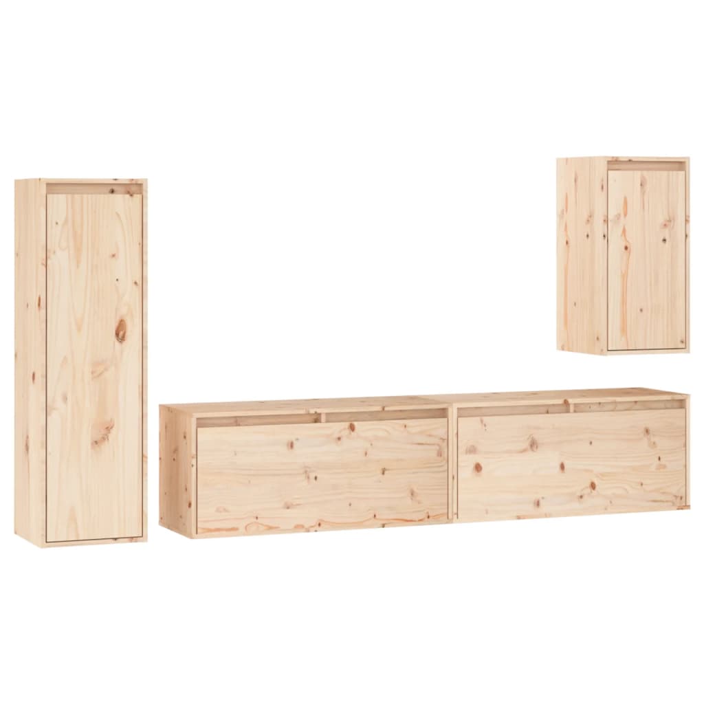 vidaXL TV Cabinets 4 pcs Solid Wood Pine