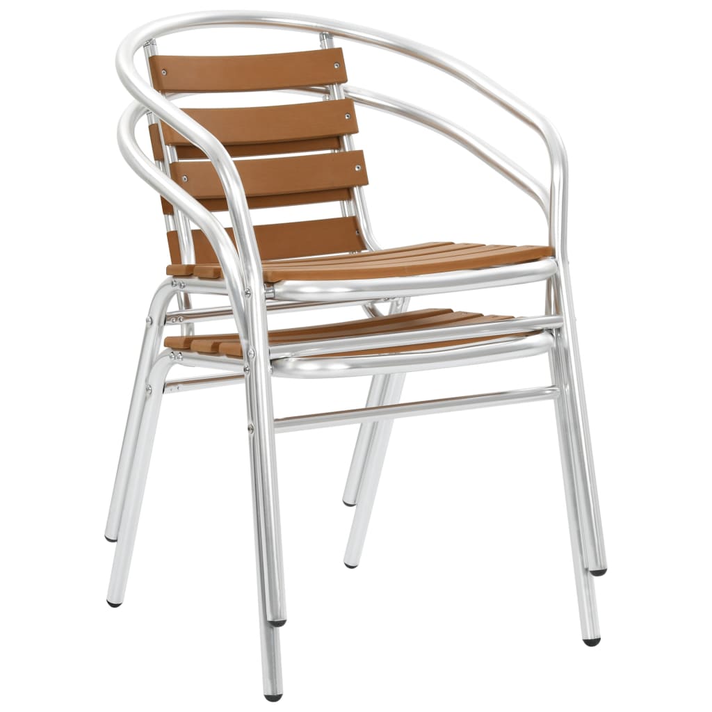vidaXL Stackable Garden Chairs 2 pcs Aluminium and WPC Silver