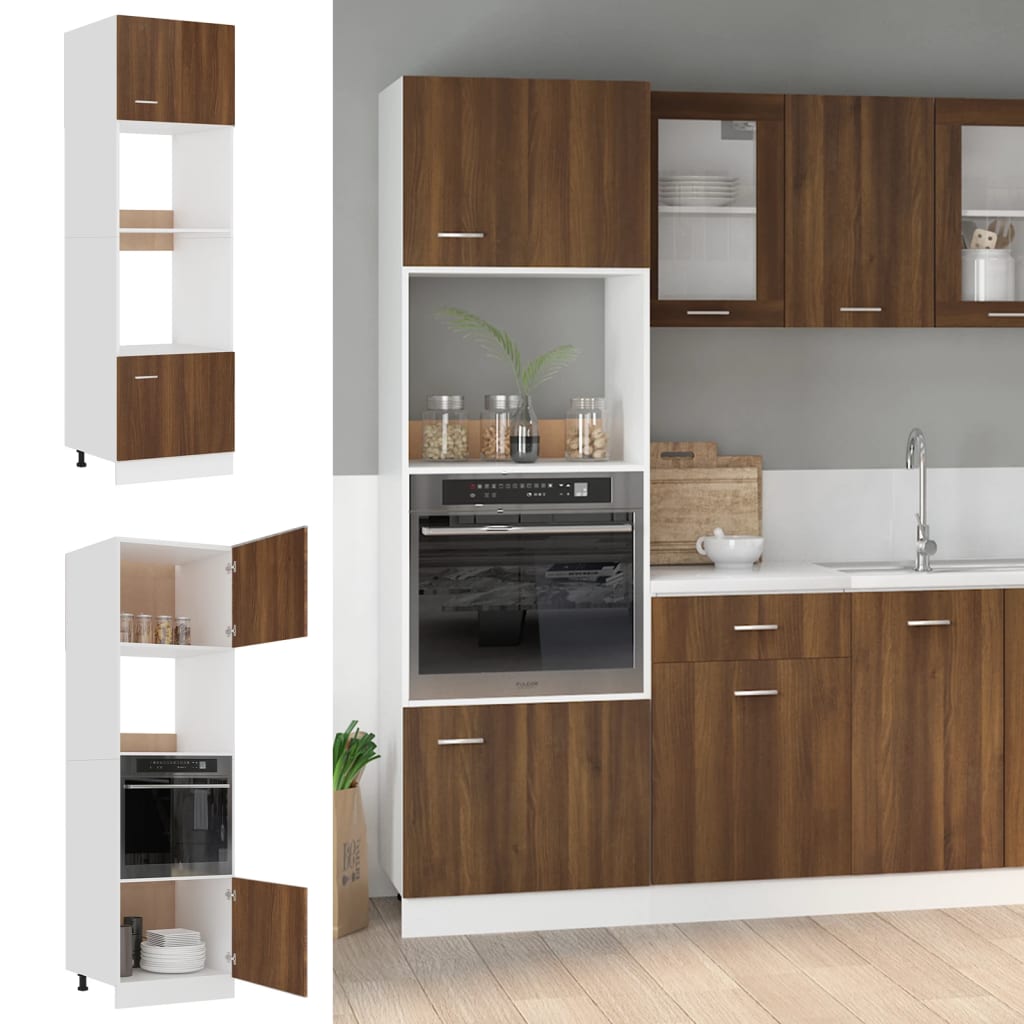 vidaXL Microwave Cabinet Brown Oak 60x57x207 cm Engineered Wood
