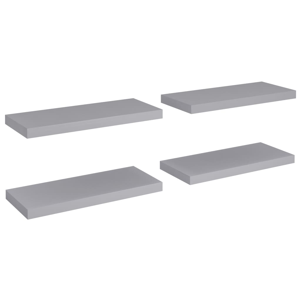 vidaXL Floating Wall Shelves 4 pcs Grey 60x23.5x3.8 cm MDF