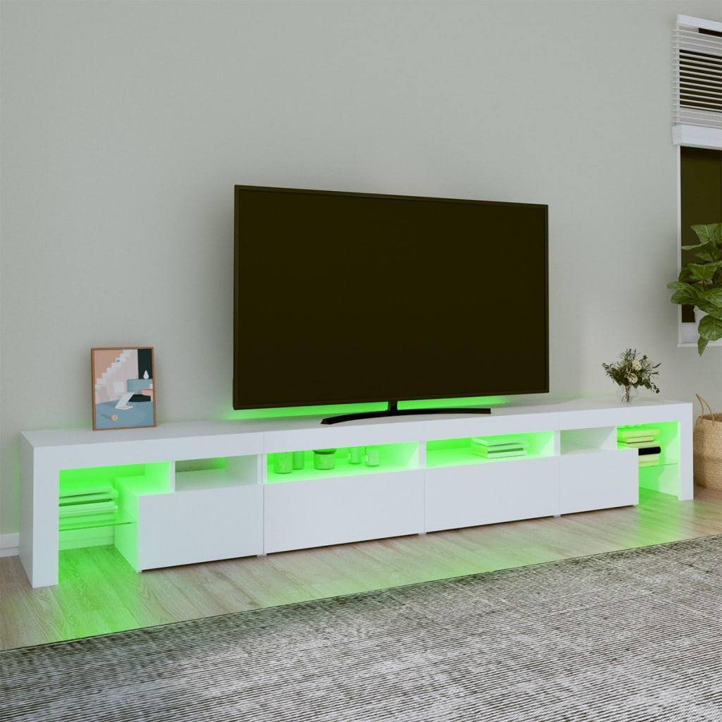 vidaXL TV Cabinet with LED Lights White 260x36.5x40 cm