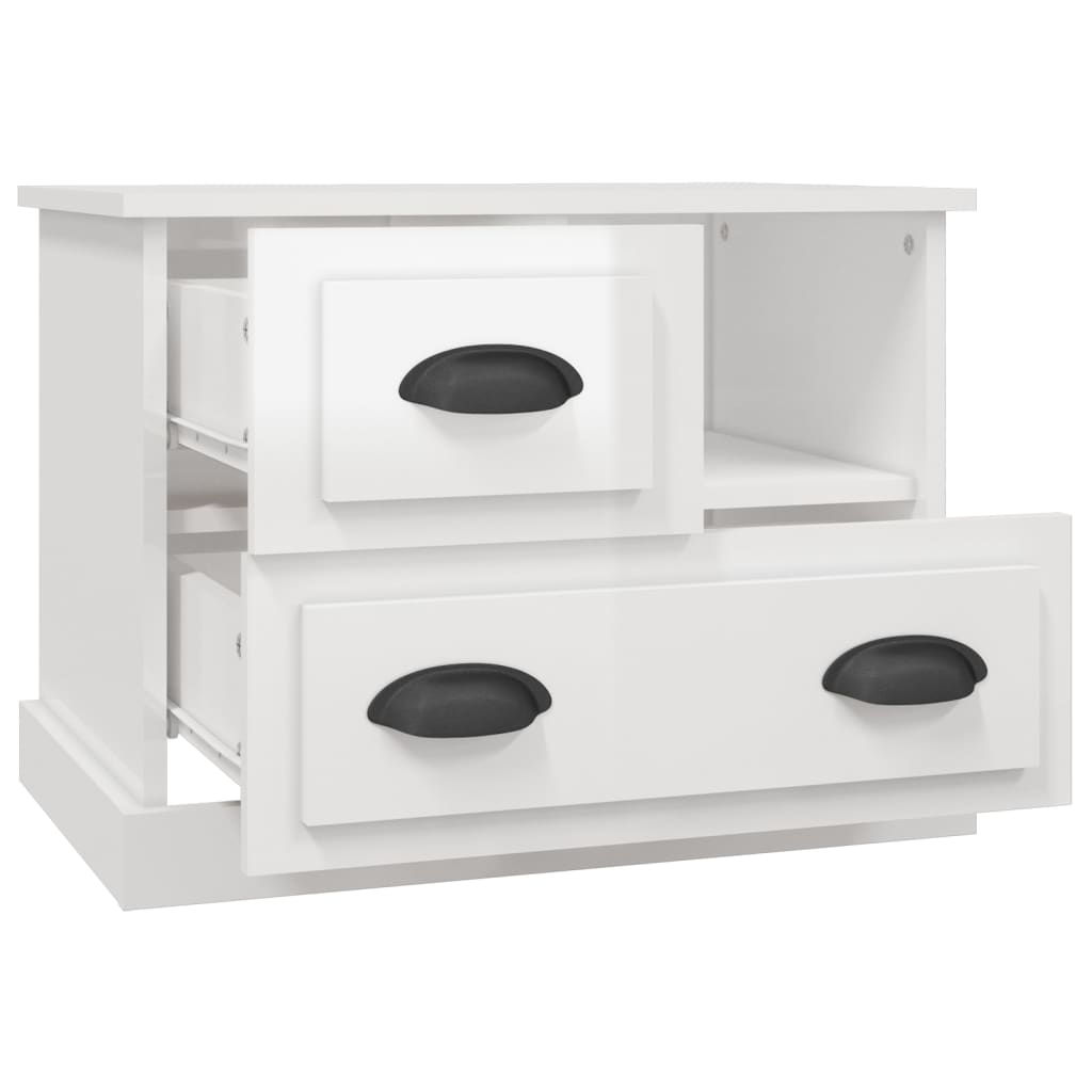 vidaXL Bedside Cabinet High Gloss White 60x39x45 cm