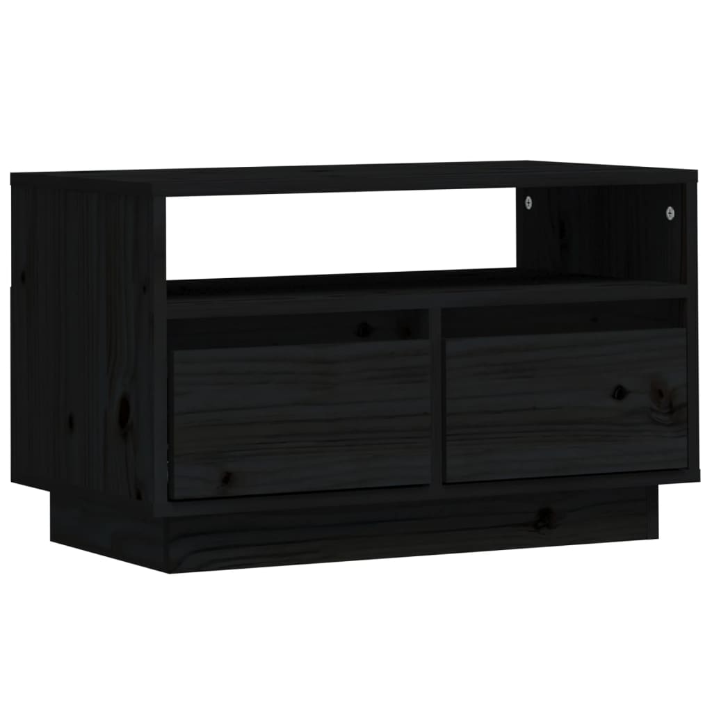 vidaXL TV Cabinet Black 60x35x37 cm Solid Wood Pine