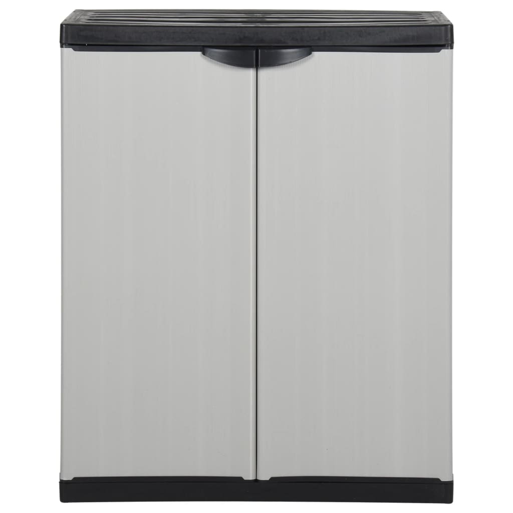 vidaXL Garden Storage Cabinet with 1 Shelf Grey and Black 68x40x85 cm