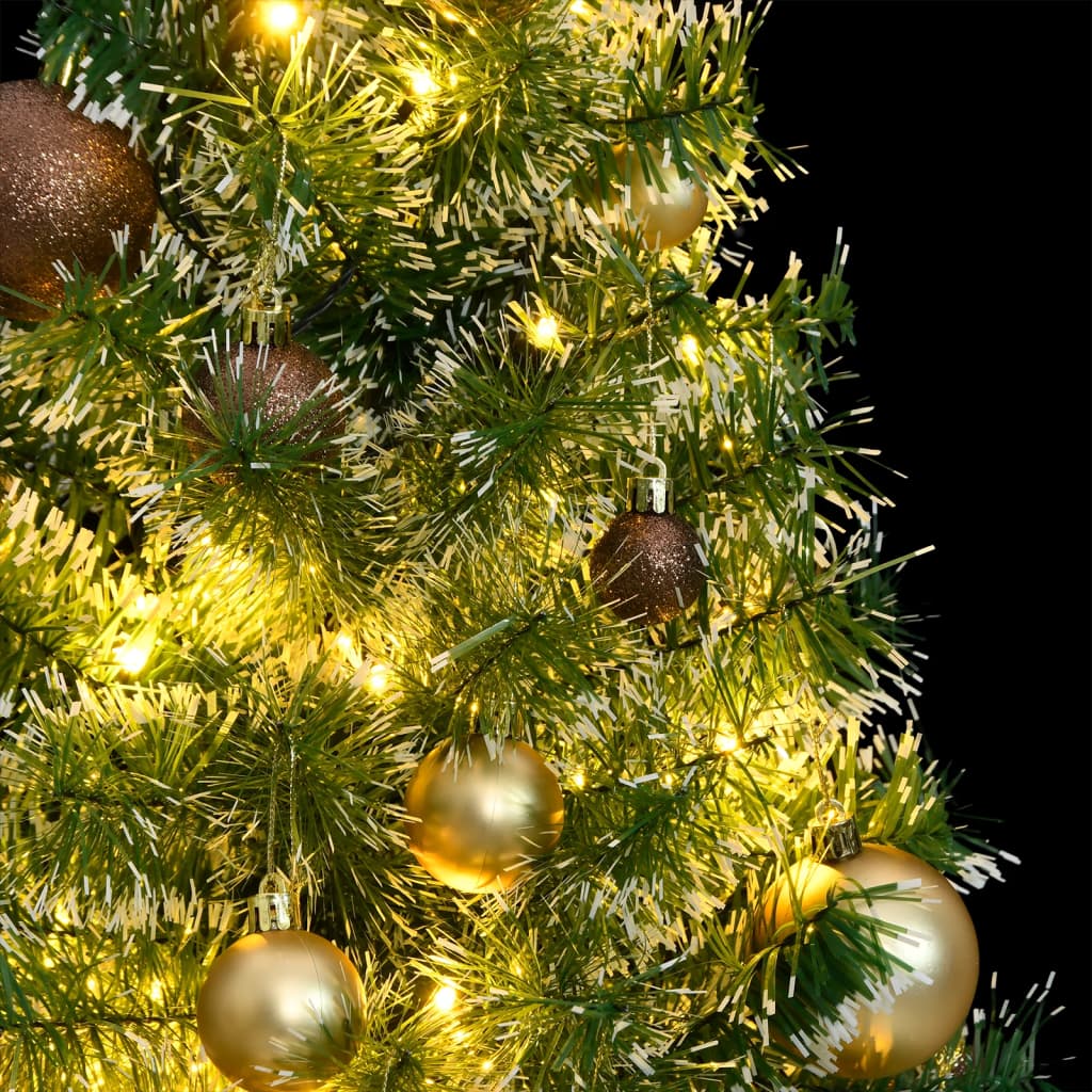 vidaXL Artificial Christmas Tree 150 LEDs&Ball Set&Flocked Snow 120 cm