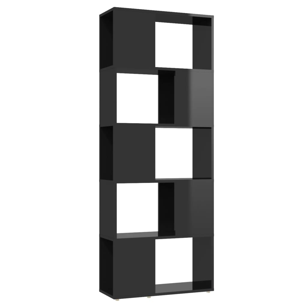 vidaXL Book Cabinet Room Divider High Gloss Black 60x24x155 cm