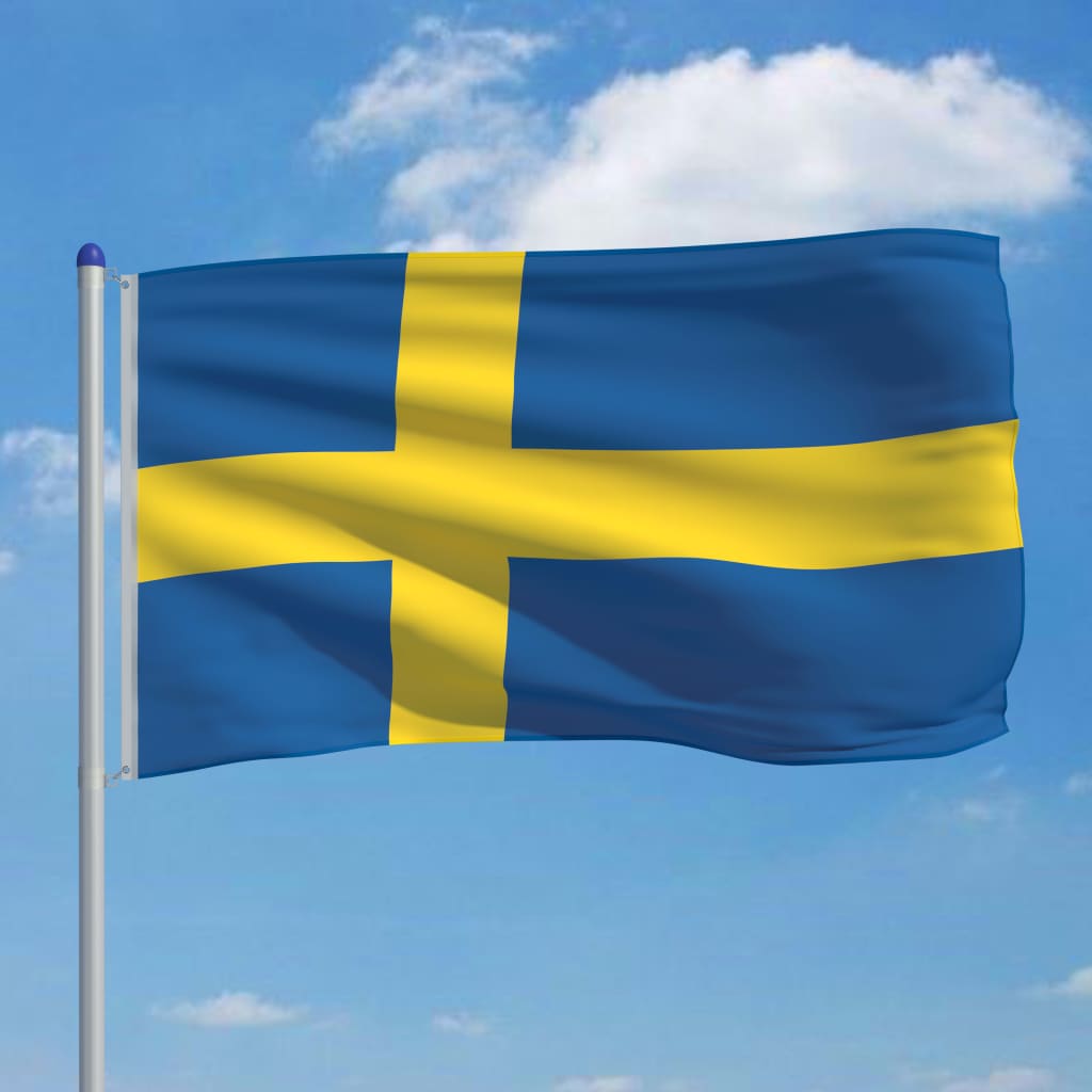 vidaXL Sweden Flag and Pole Aluminium 6 m