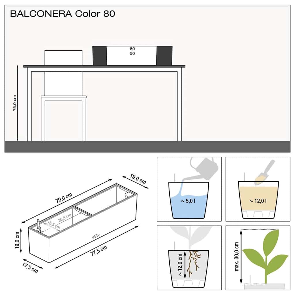Vaso Balconera Lechuza Color 80 - Sistema Di Irrigazione Integrato, Colore Rosso Corallo - Foto 5