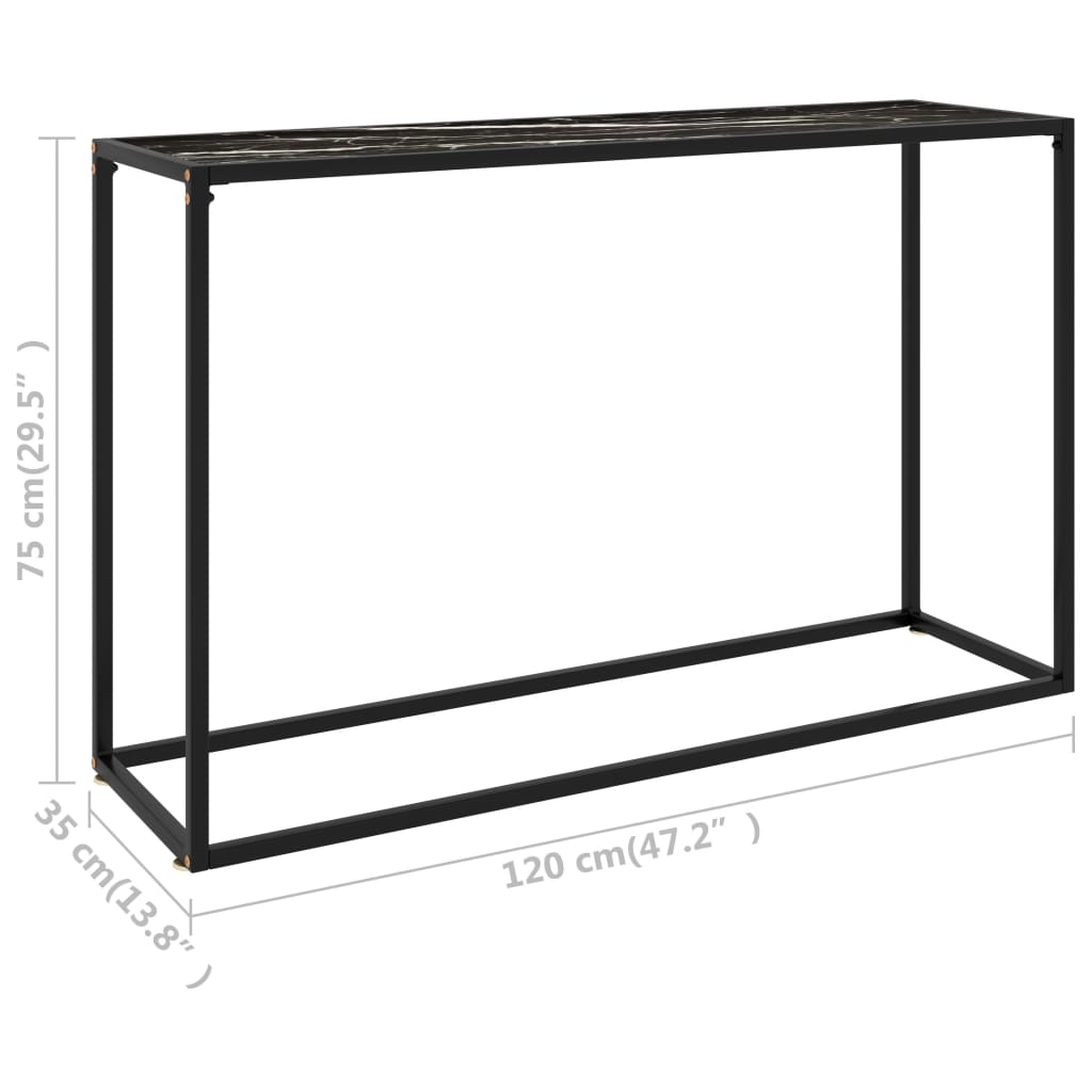 vidaXL Console Table Black 120x35x75 cm Tempered Glass