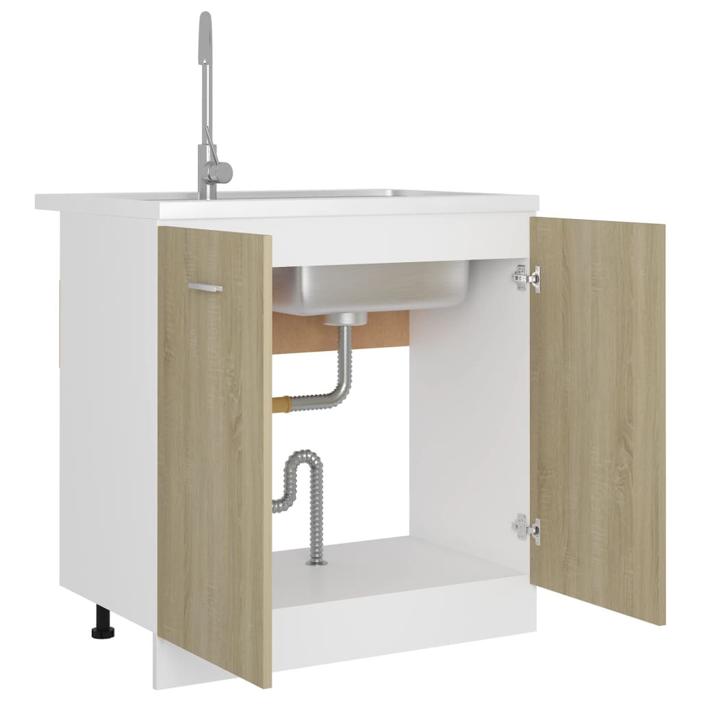 vidaXL Sink Bottom Cabinet Sonoma Oak 80x46x81.5 cm Engineered Wood