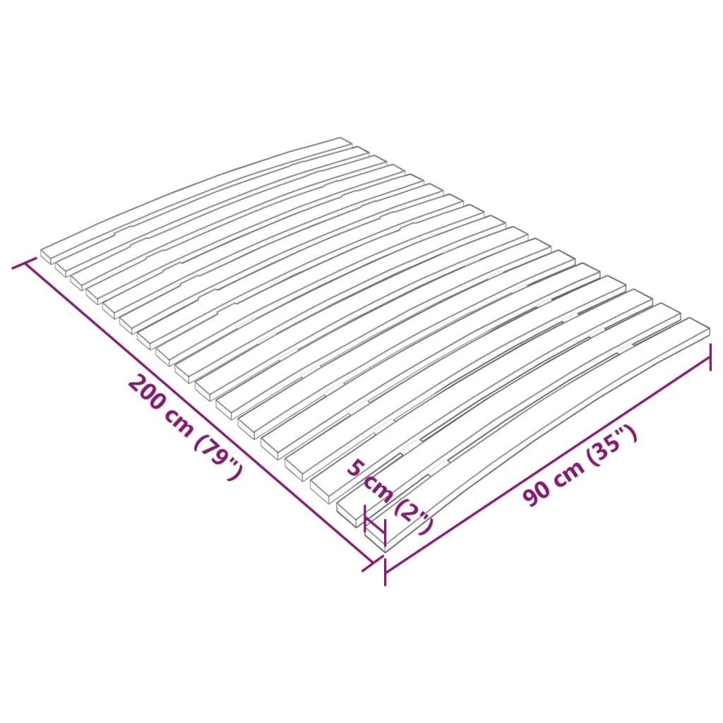 vidaXL Slatted Bed Base with 17 Slats 90x200 cm