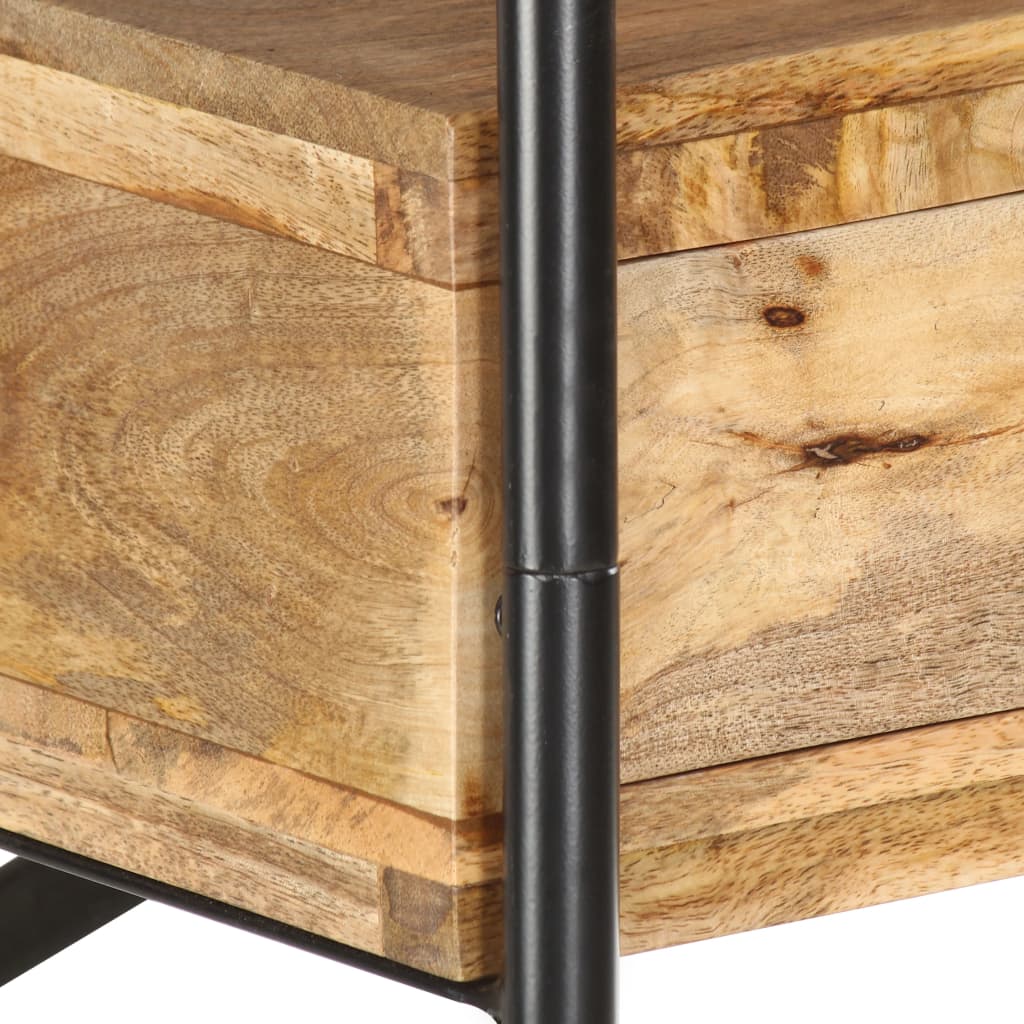 vidaXL 5-Tier Bookshelf 80x35x180 cm Solid Mango Wood and Steel