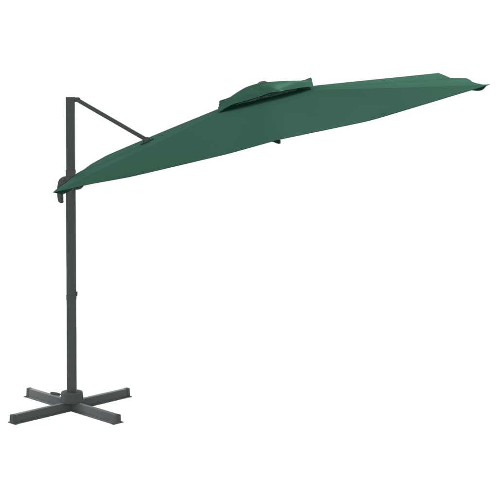 vidaXL Double Top Cantilever Umbrella Green 400x300 cm