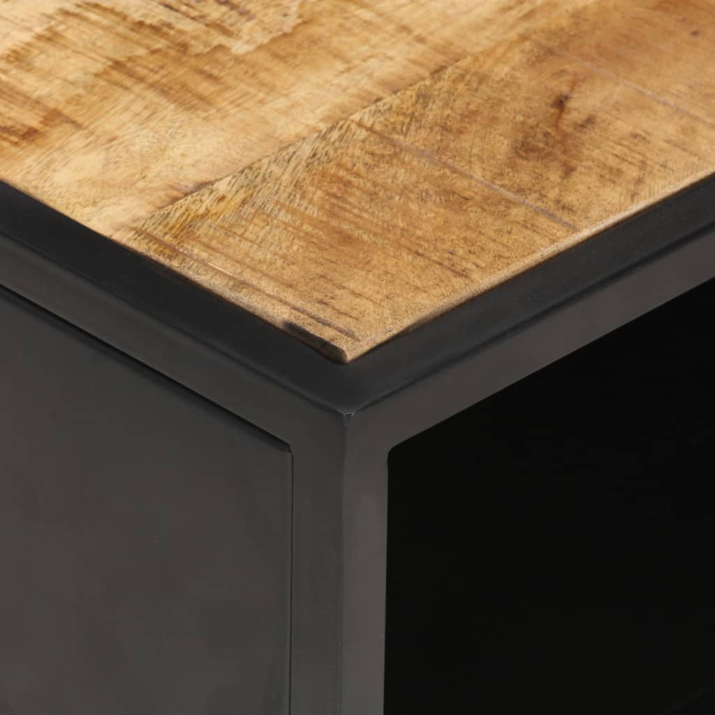 vidaXL Coffee Table with Carved Door 90x55x36 cm Rough Mango Wood