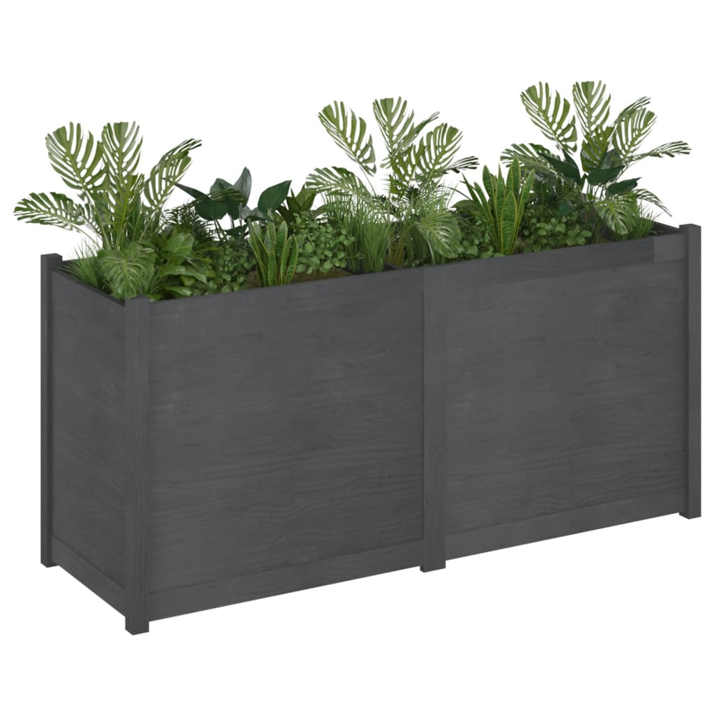 vidaXL Garden Planter Grey 150x50x70 cm Solid Pinewood