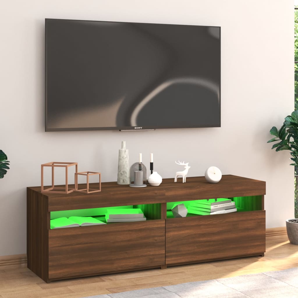 vidaXL TV Cabinet with LED Lights Brown Oak 120x35x40 cm