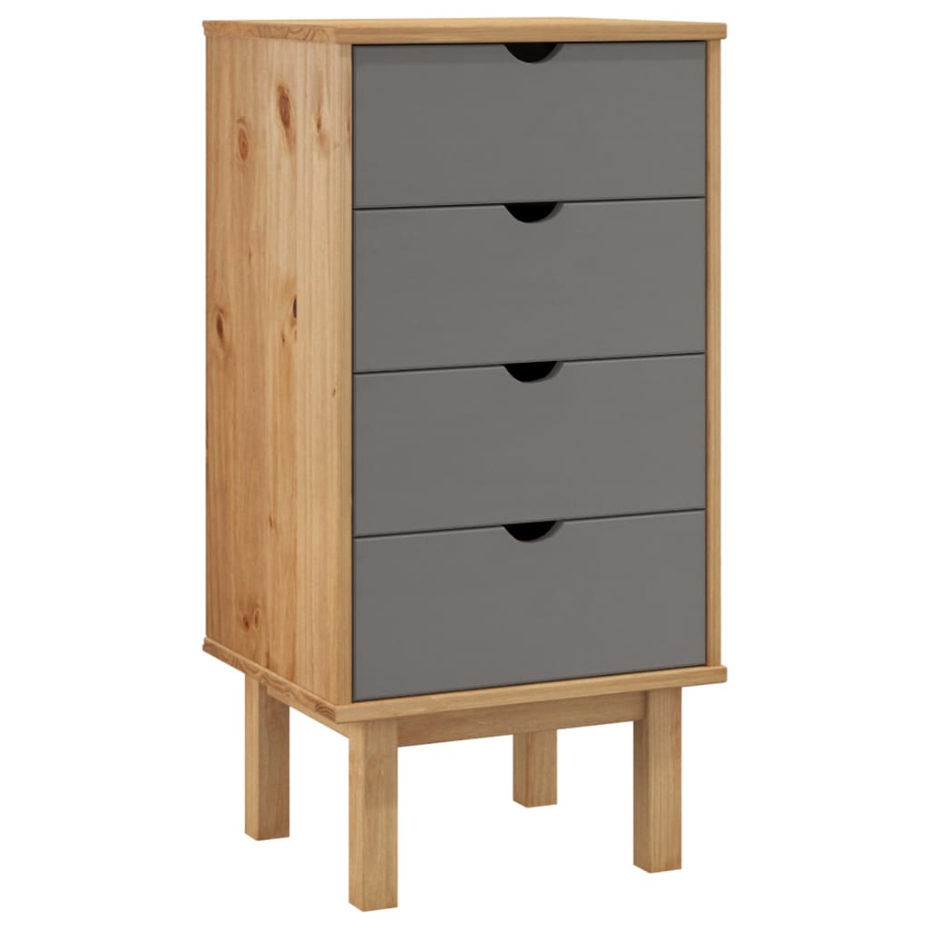 vidaXL Drawer Cabinet OTTA Brown&Grey 45x39x90cm Solid Wood Pine