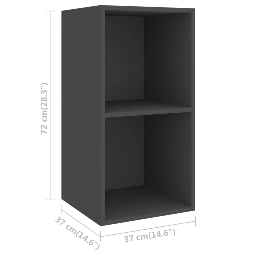 vidaXL Wall-mounted TV Cabinet Grey 37x37x72 cm Engineered Wood