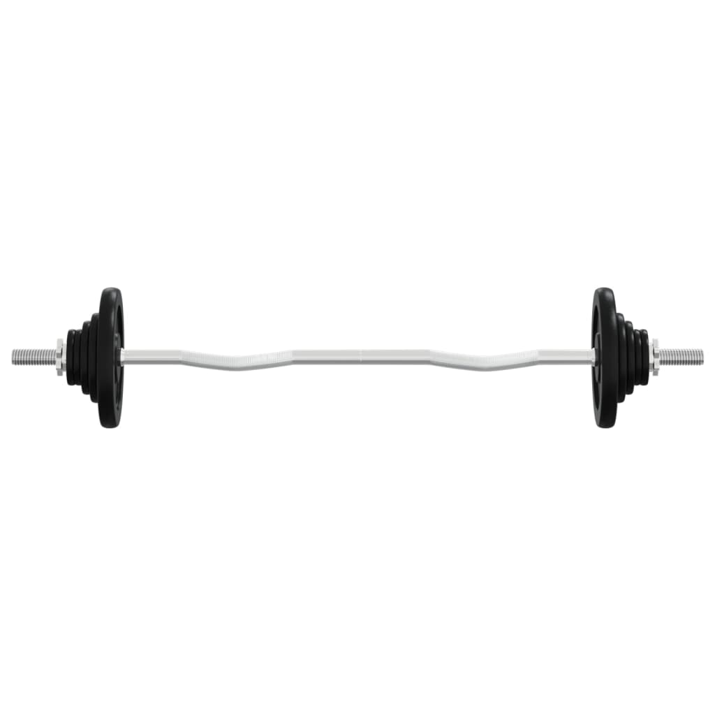 vidaXL Barbell with Plates 90 kg Cast Iron & Chrome Plated Steel