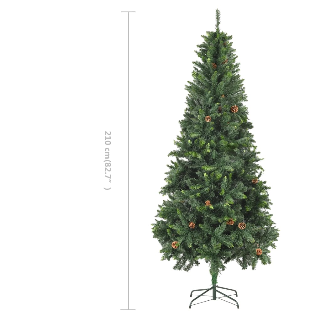 vidaXL Artificial Christmas Tree with Pine Cones Green 210 cm