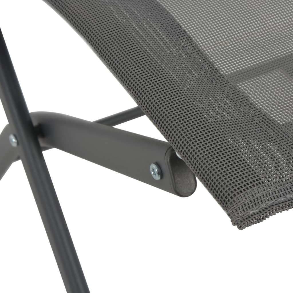 vidaXL Folding Outdoor Chairs 4 pcs Grey Steel and Textilene