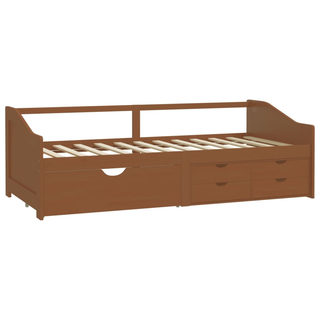 vidaXL 3-Seater Day Bed with Drawers Honey Brown Solid Pinewood 90x200 cm