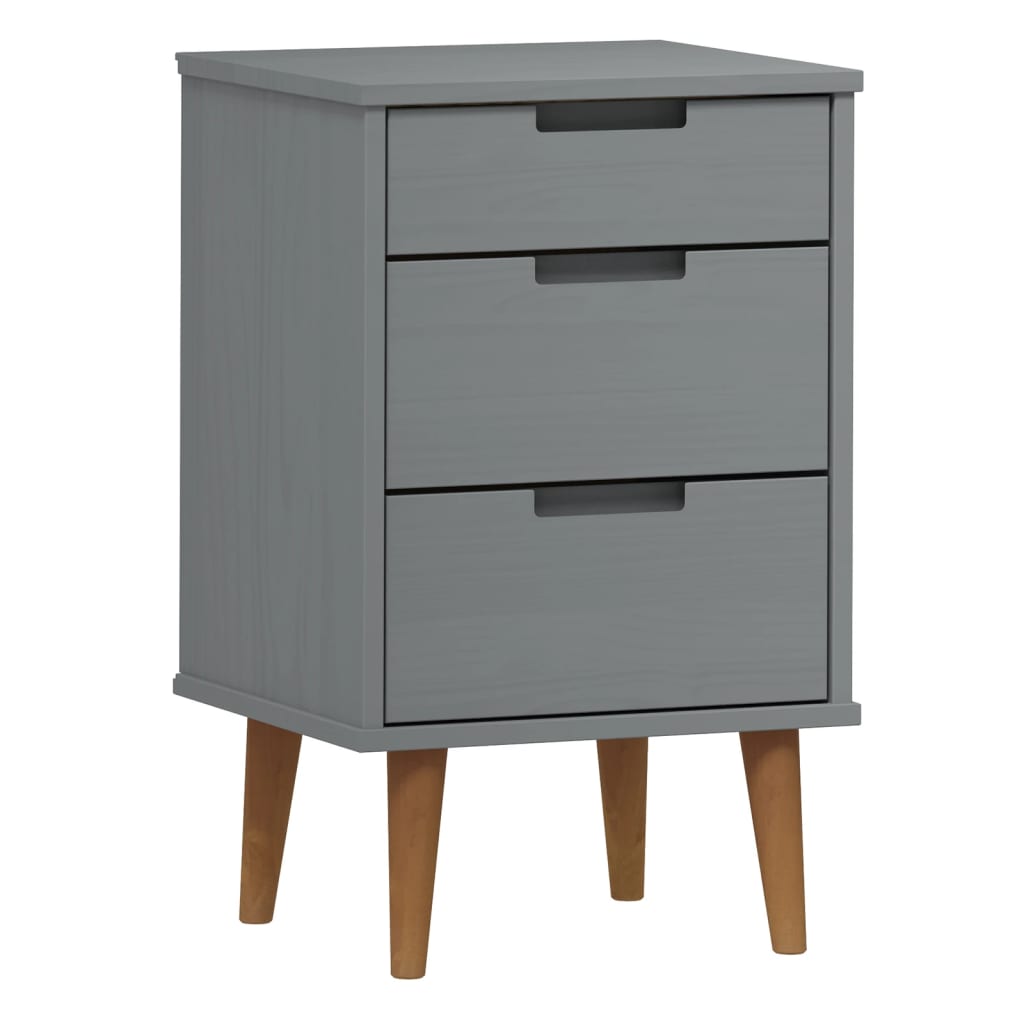 vidaXL Bedside Cabinet MOLDE Grey 40x35x65 cm Solid Wood Pine