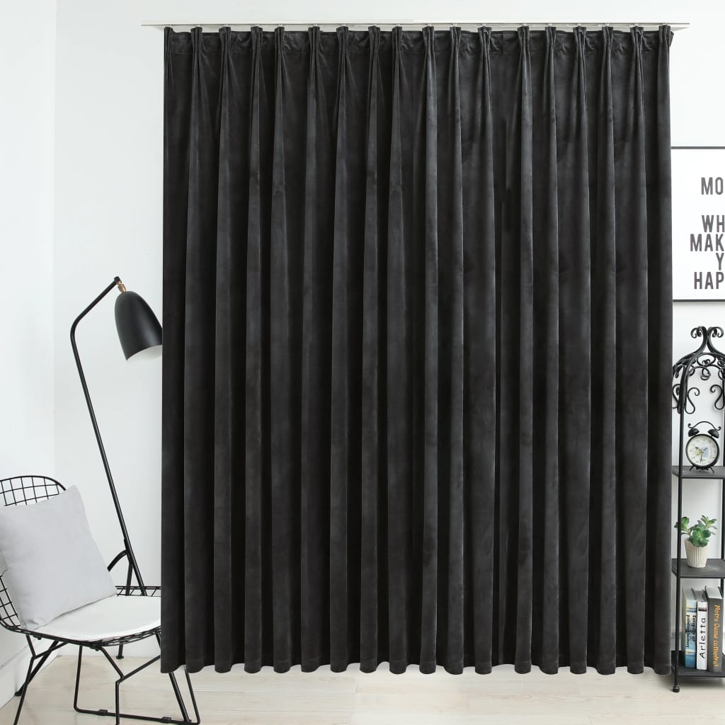 vidaXL Blackout Curtain with Hooks Velvet Anthracite 290x245 cm