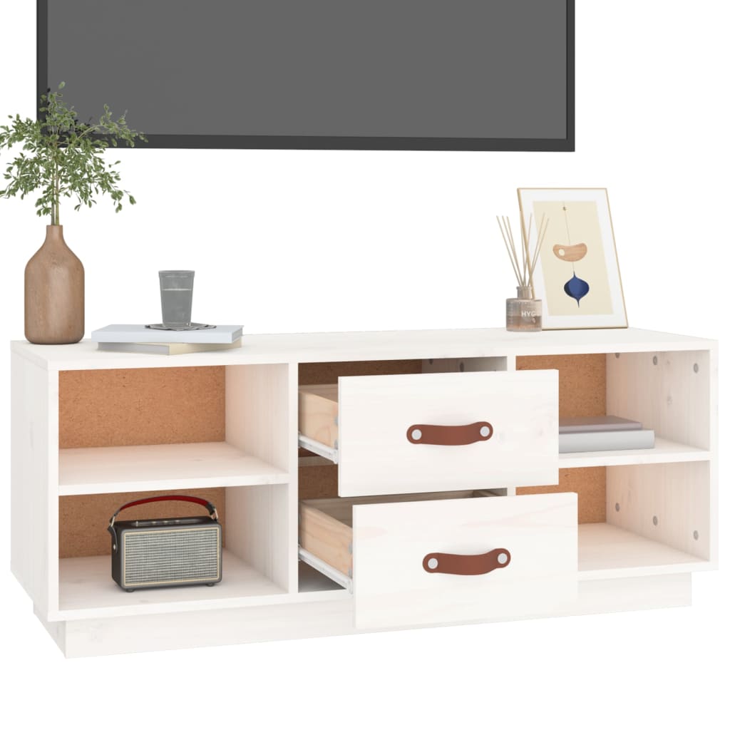 vidaXL TV Cabinet White 100x34x40 cm Solid Wood Pine