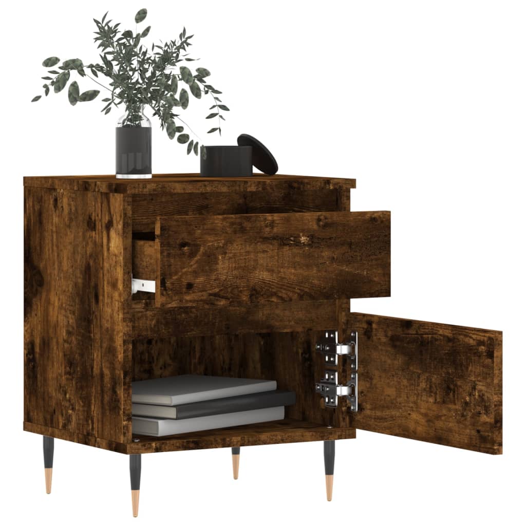 vidaXL Bedside Cabinet Smoked Oak 40x35x50 cm Engineered Wood