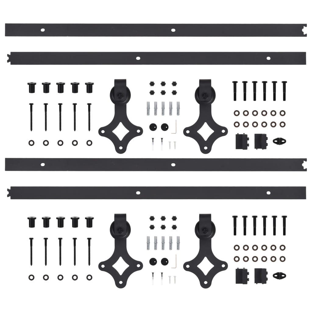 vidaXL Sliding Door Hardware Kits 2 pcs 183 cm Steel Black