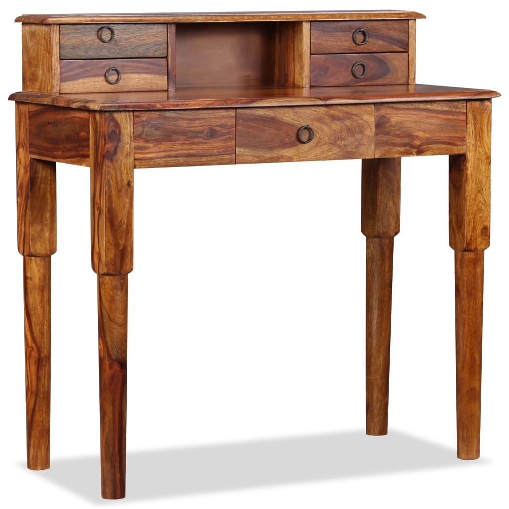 vidaXL Writing Desk with 5 Drawers Solid Sheesham Wood 90x40x90 cm