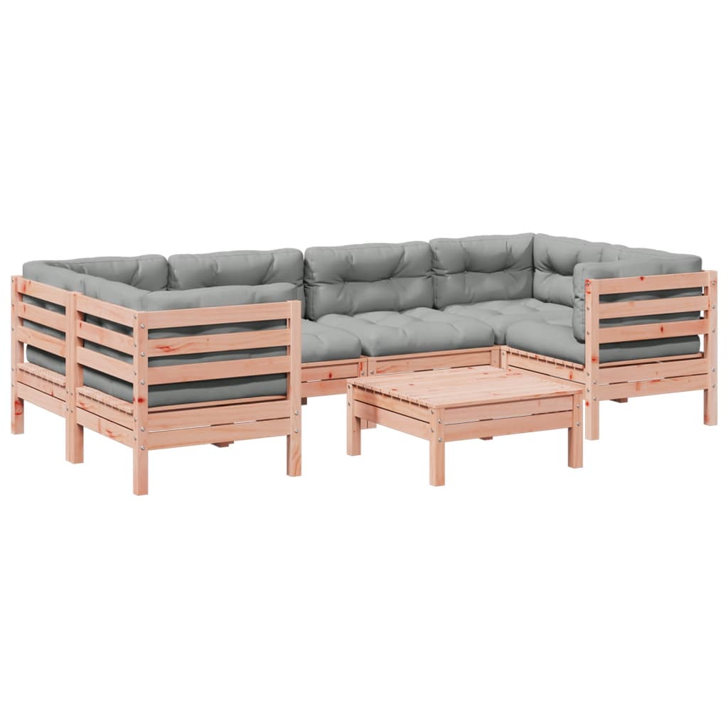 vidaXL 7 Piece Garden Sofa Set with Cushions Solid Wood Douglas Fir