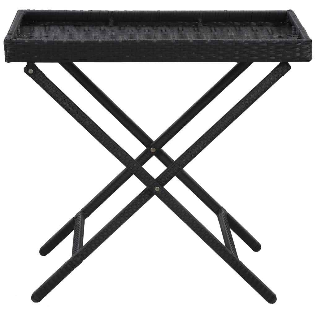 vidaXL Folding Table Black 80x45x75 cm Poly Rattan