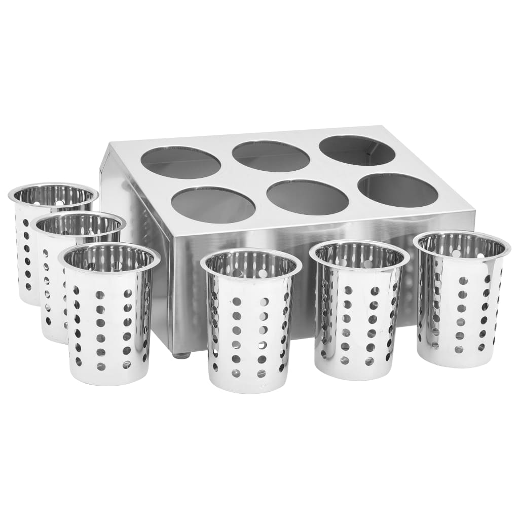 vidaXL Cutlery Holder 6 Grids Square Stainless Steel