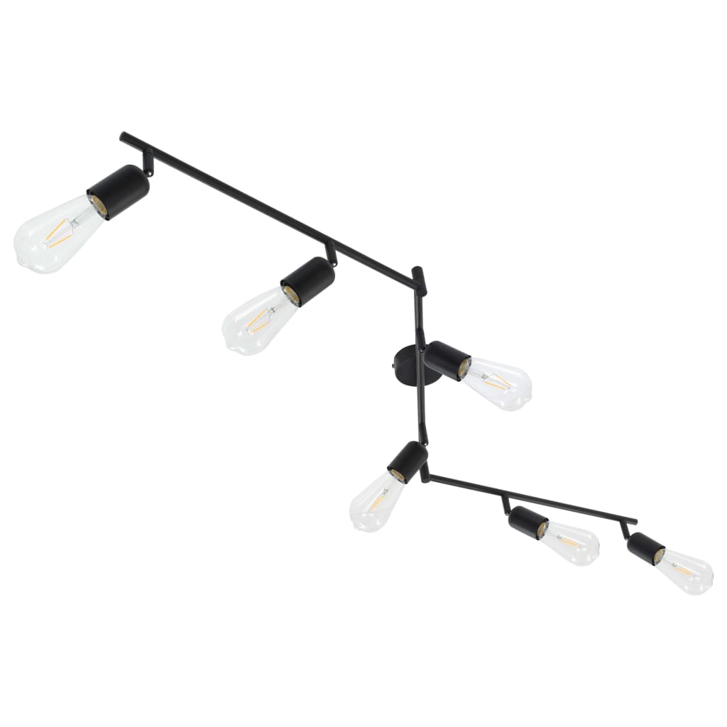 vidaXL 6-way Spot Light with Filament Bulbs 2 W Black 30 cm E27