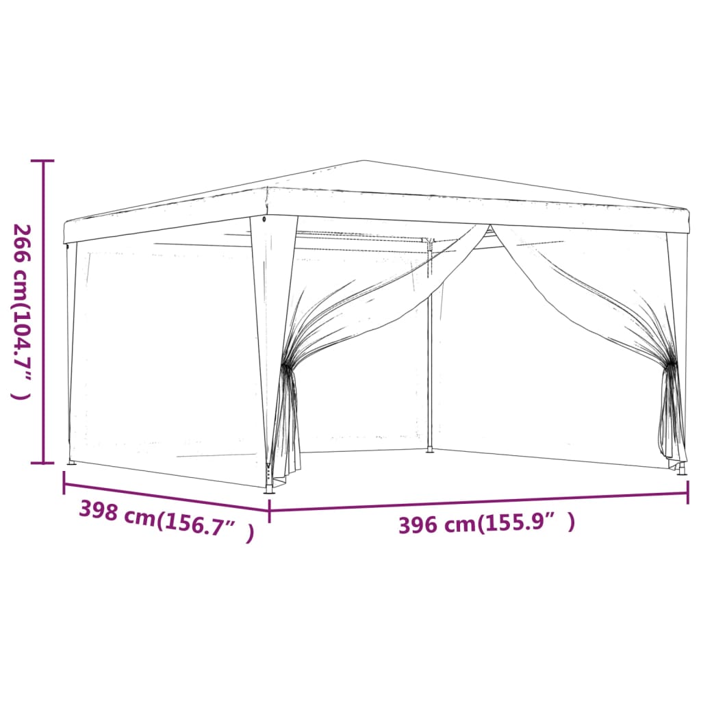 vidaXL Party Tent with 4 Mesh Sidewalls Anthracite 4x4 m HDPE
