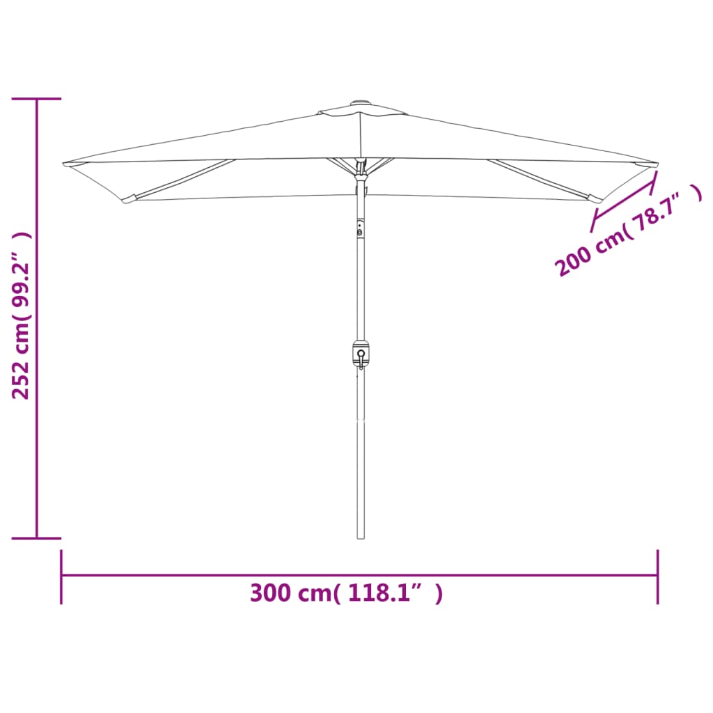 vidaXL Outdoor Parasol with Metal Pole 300x200 cm Taupe