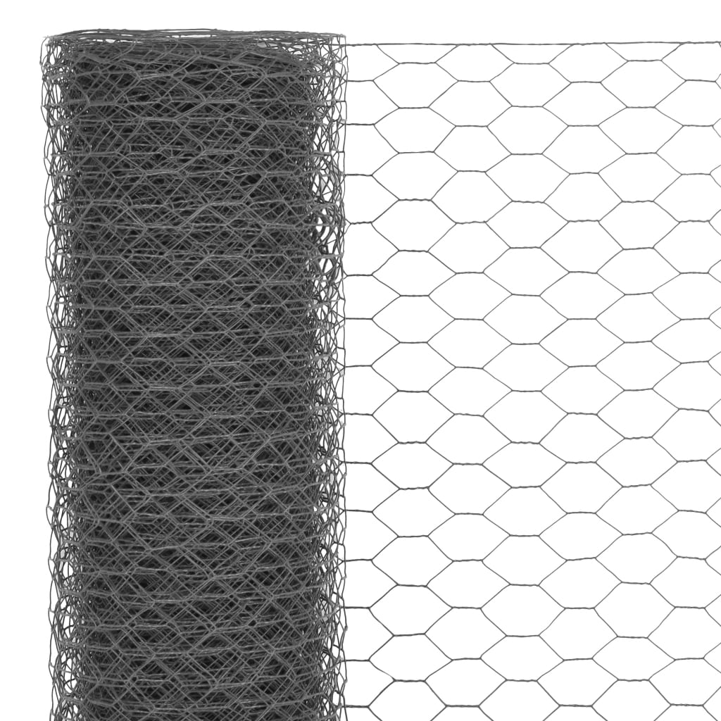 vidaXL Chicken Wire Fence Steel with PVC Coating 25x0.75 m Grey