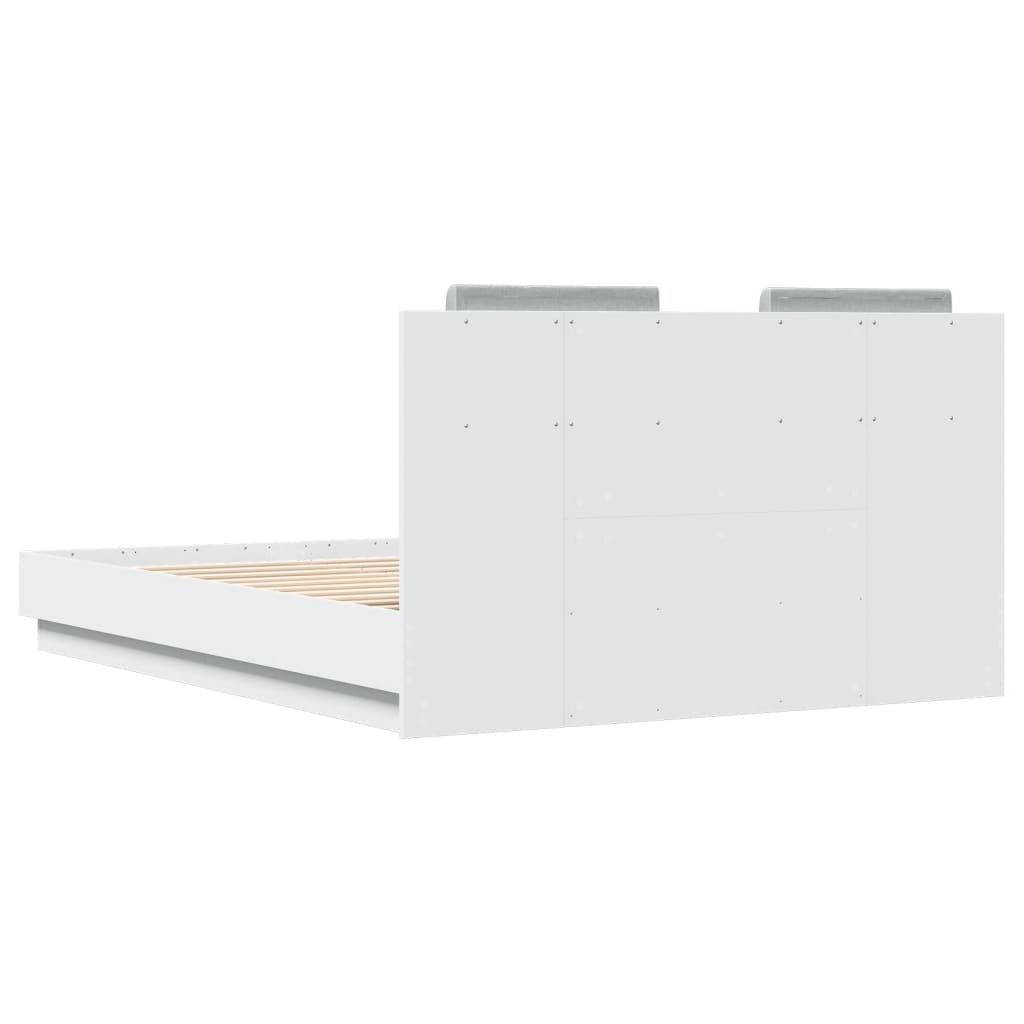 vidaXL Bed Frame with Headboard and LED Lights White 135x190 cm Double