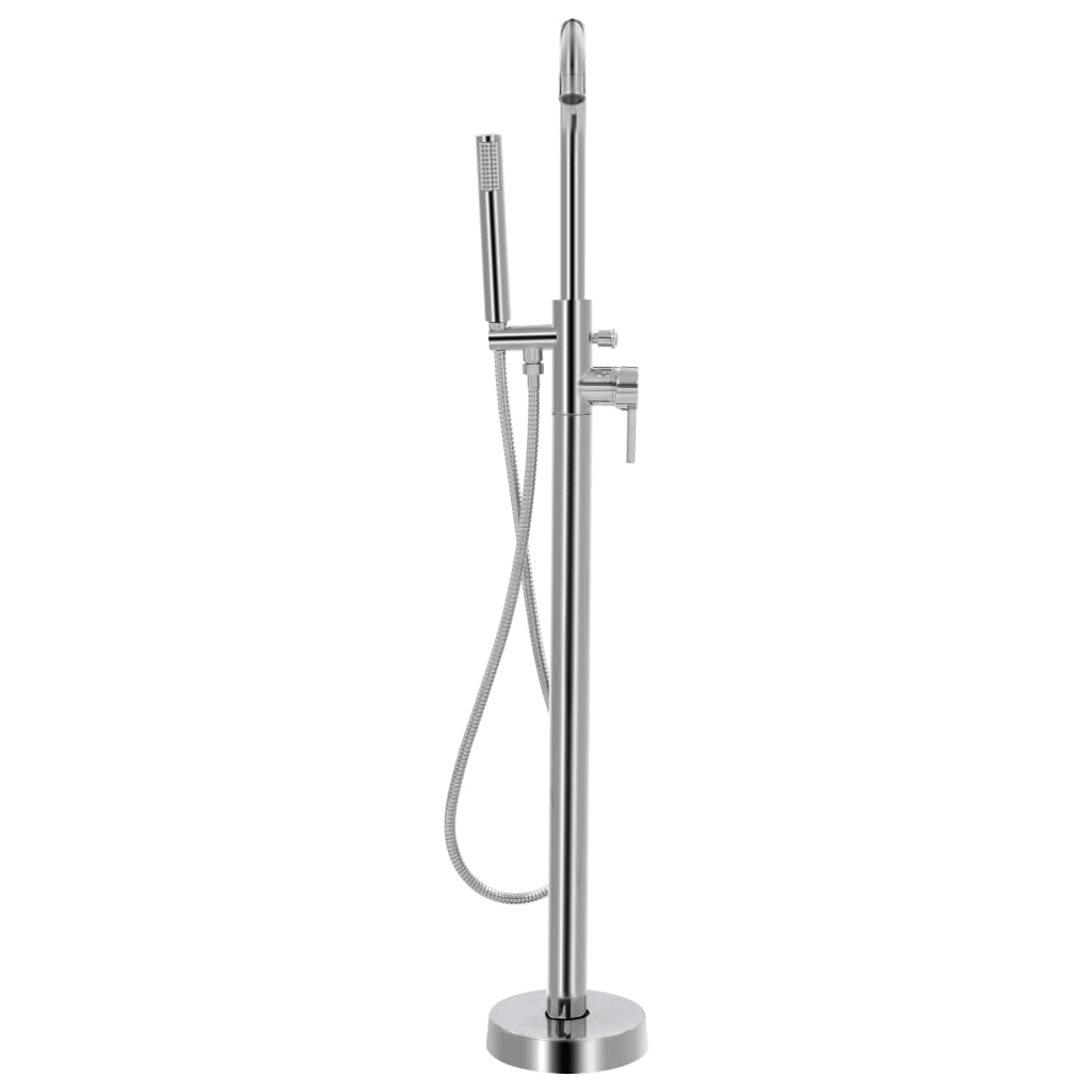 vidaXL Freestanding Bathtub and Faucet 220 L 118.5 cm Silver