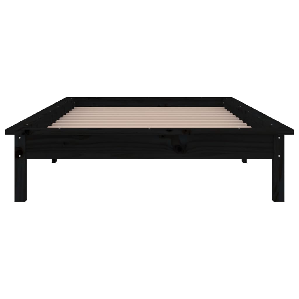 vidaXL LED Bed Frame Black 90x200 cm Solid Wood
