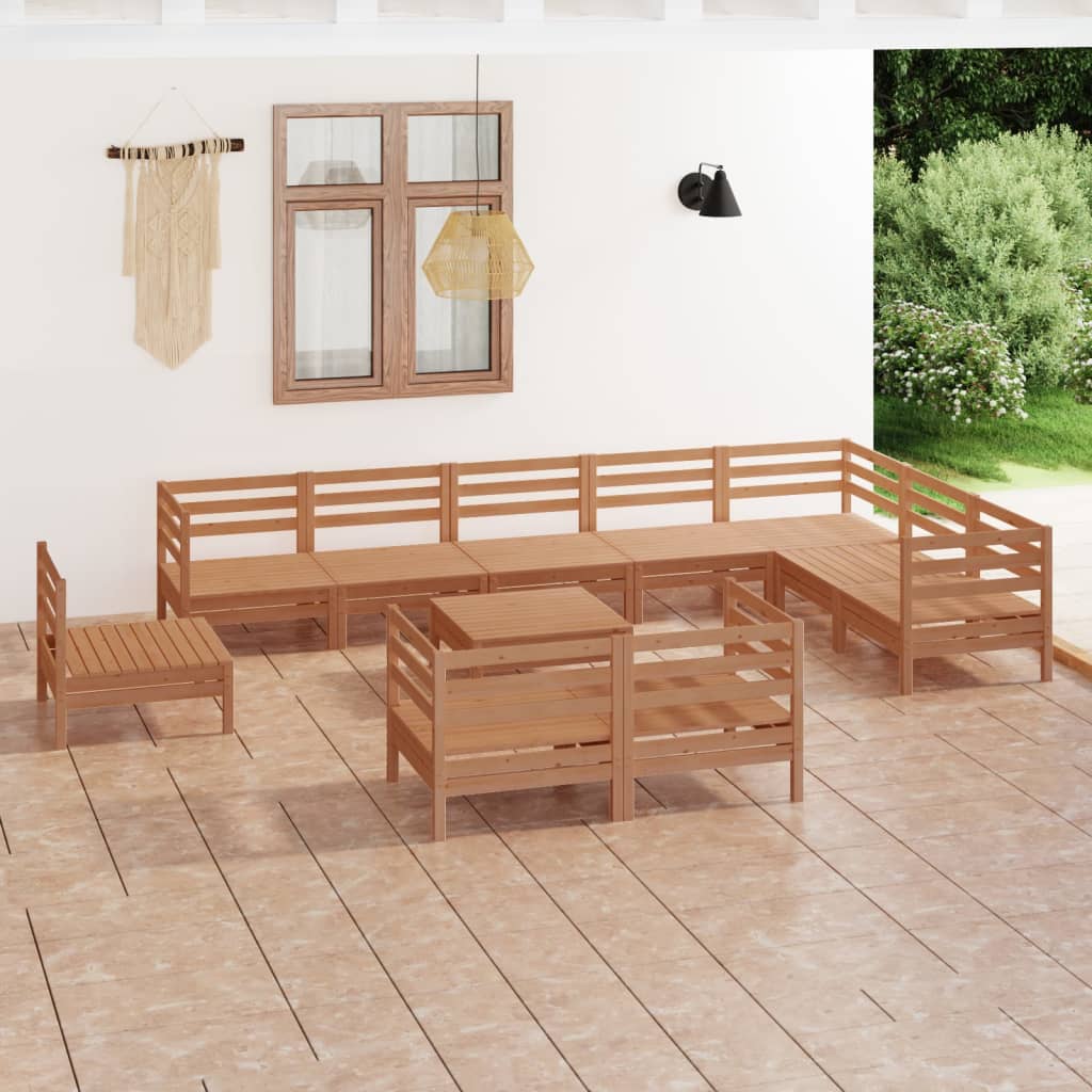 vidaXL 11 Piece Garden Lounge Set Solid Pinewood Honey Brown