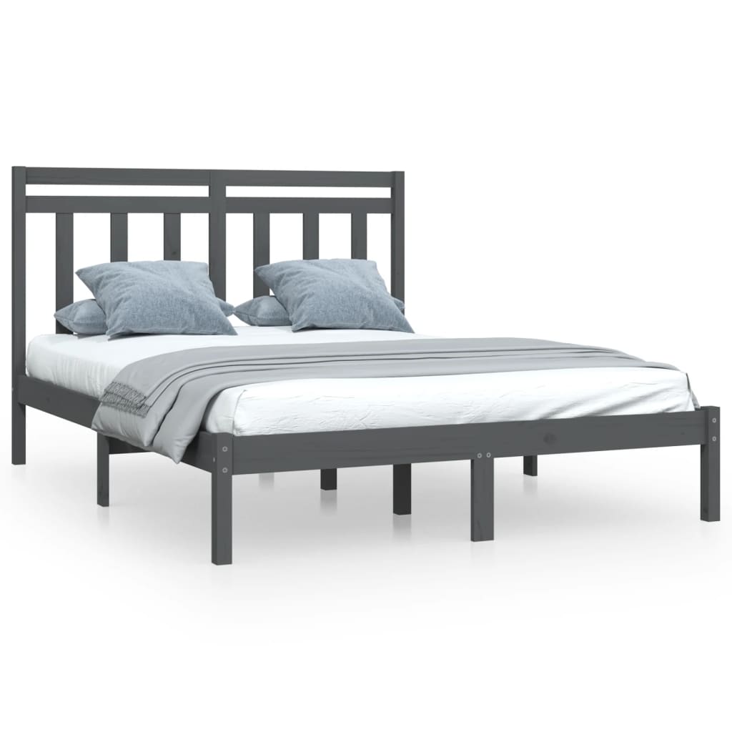 vidaXL Bed Frame Grey Solid Wood 120x200 cm