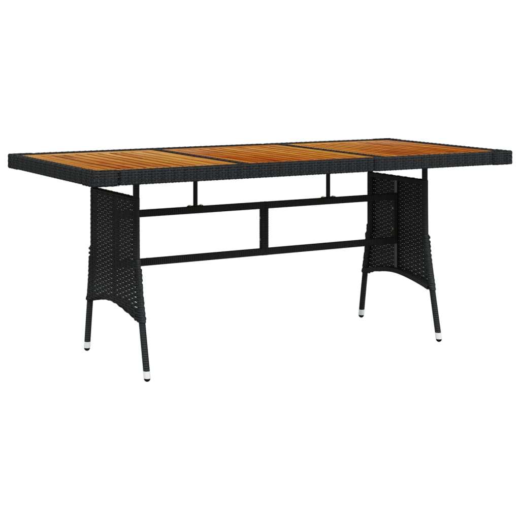 vidaXL Garden Table Black 160x70x72 cm Poly Rattan & Solid Acacia Wood
